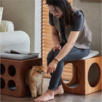 Solid Wood Cat Cube Stool and Side Table for Japandi Living Main Product Image