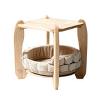 Solid Wood Cat House Side Table With Japandi Rounded Design