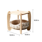 Solid Wood Cat House Side Table With Japandi Rounded Design