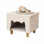 Solid Wood Cat Ottoman Side Table With Minimalist Cozy Nook
