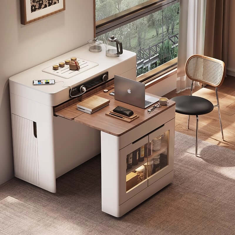 Solid Wood Compact Kitchen Island Table With Storage