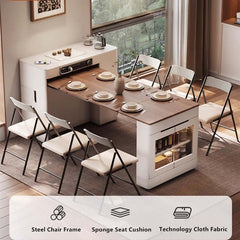 Solid Wood Compact Kitchen Island Table With Storage