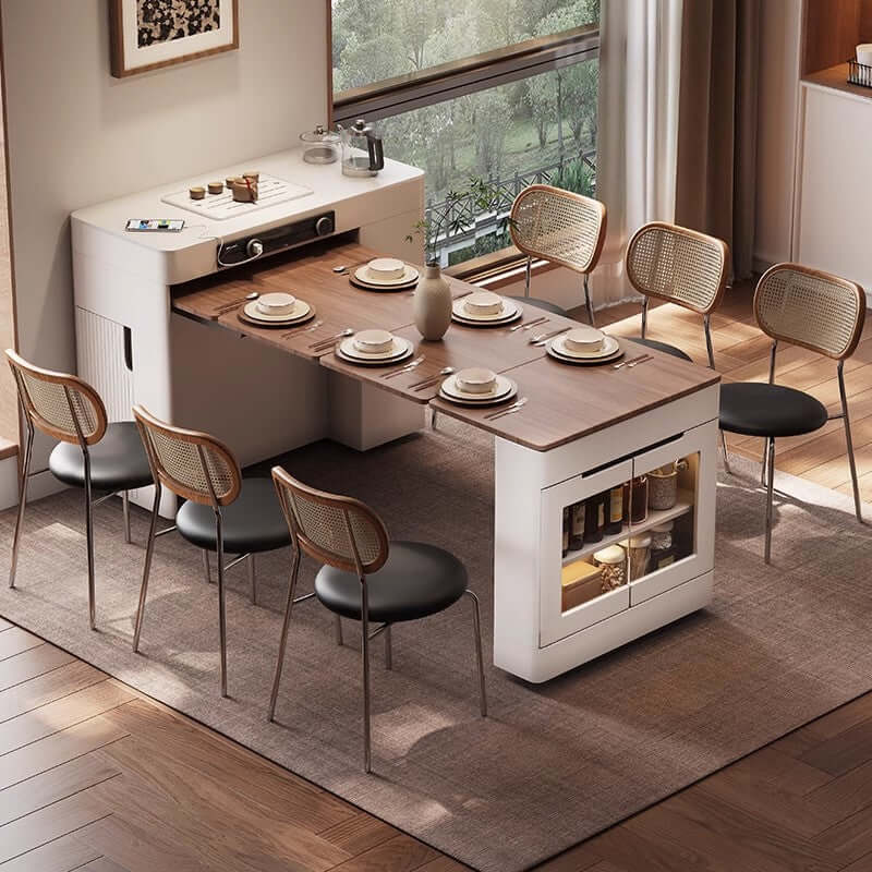 Solid Wood Compact Kitchen Island Table With Storage Main image
