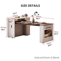 Solid Wood Compact Kitchen Island Table With Storage