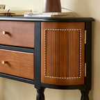 Solid Wood Console Table With French Pleated Detail and Drop-Leaf Storage