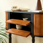 Solid Wood Console Table With French Pleated Detail and Drop-Leaf Storage