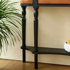 Solid Wood Console Table With French Pleated Detail and Drop-Leaf Storage