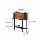 Solid Wood Console Table With French Pleated Detail and Drop-Leaf Storage
