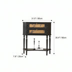 Solid Wood Console Table With French Pleated Detail and Drop-Leaf Storage
