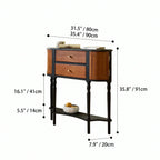 Solid Wood Console Table With French Pleated Detail and Drop-Leaf Storage Dimensions
