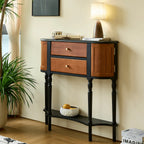 Solid Wood Console Table With French Pleated Detail and Drop-Leaf Storage Main Product Image
