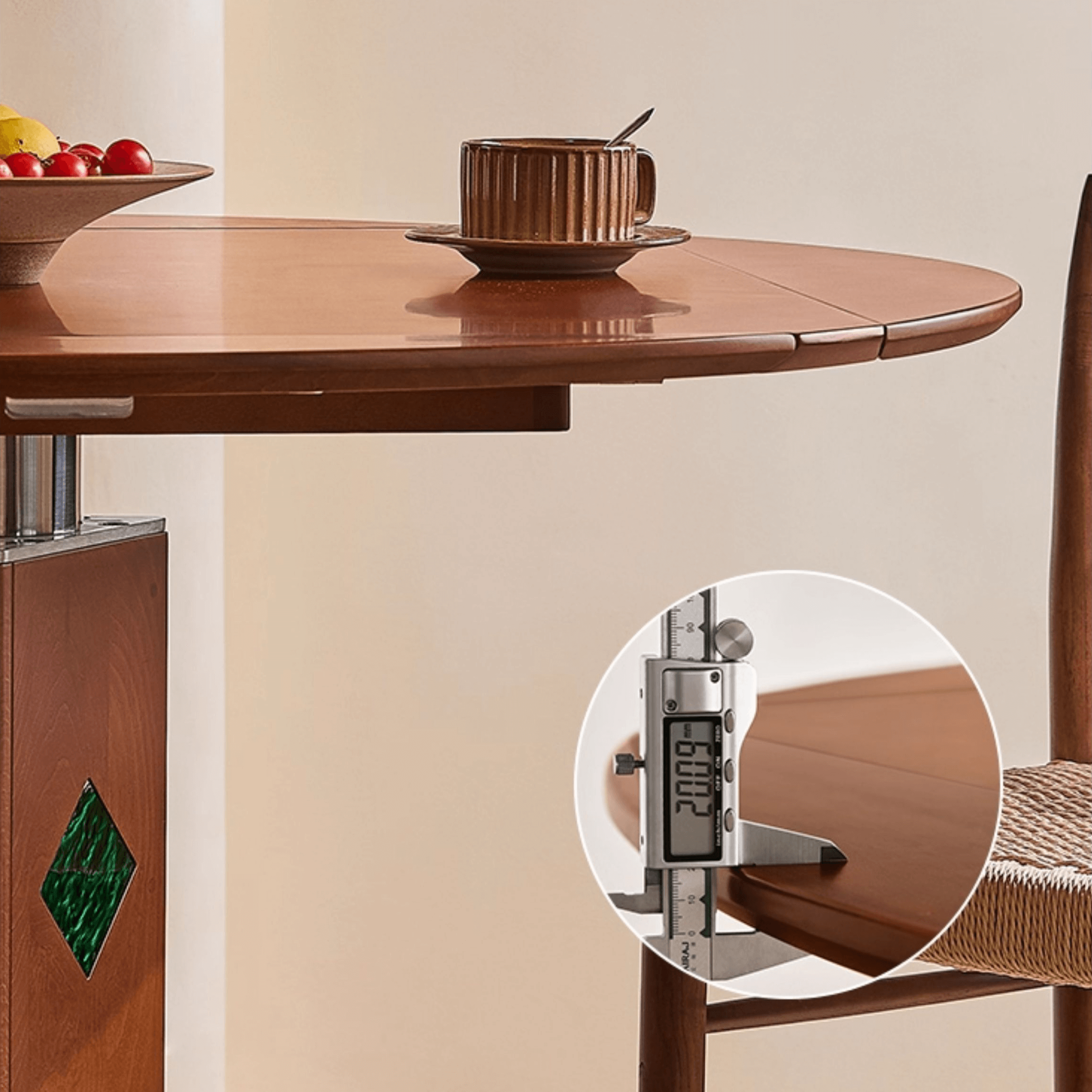 Solid Wood Convertible Foldable Dining Table, Square to Round