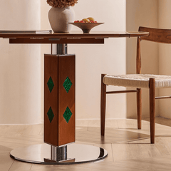 Solid Wood Convertible Foldable Dining Table, Square to Round