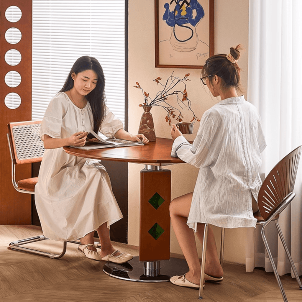 Solid Wood Convertible Foldable Dining Table, Square to Round