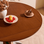 Solid Wood Convertible Foldable Dining Table, Square to Round