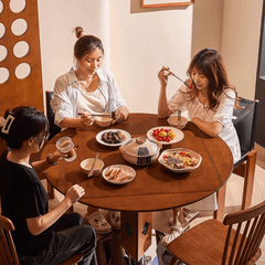 Solid Wood Convertible Foldable Dining Table, Square to Round