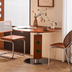 Solid Wood Convertible Foldable Dining Table, Square to Round