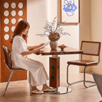 Solid Wood Convertible Foldable Dining Table, Square to Round