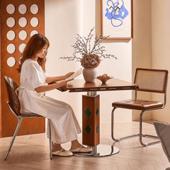 Solid Wood Convertible Foldable Dining Table, Square to Round