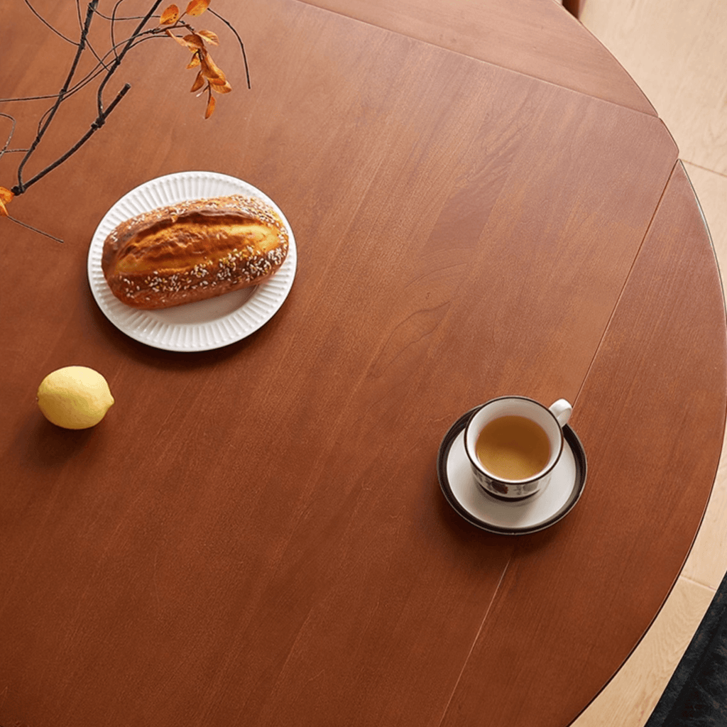 Solid Wood Convertible Foldable Dining Table, Square to Round