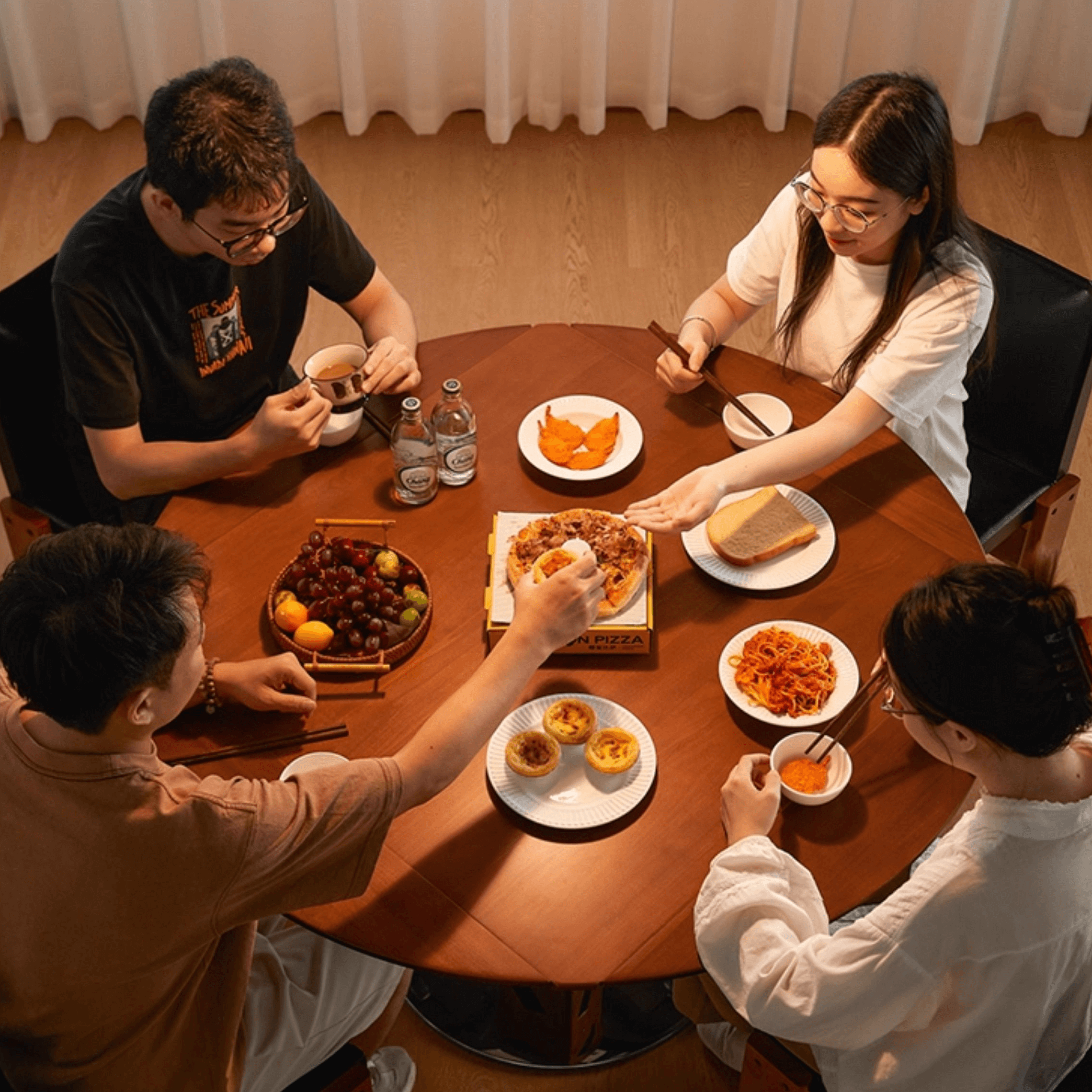 Solid Wood Convertible Foldable Dining Table, Square to Round