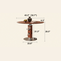 Solid Wood Convertible Foldable Dining Table, Square to Round Dimensions