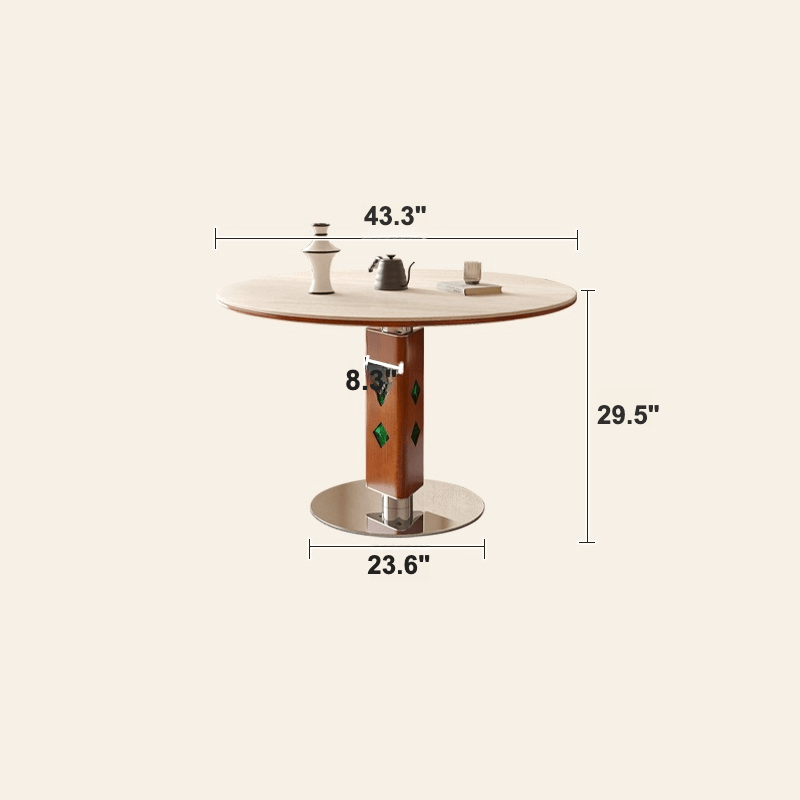 Solid Wood Convertible Foldable Dining Table, Square to Round Dimensions