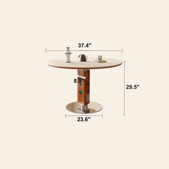 Solid Wood Convertible Foldable Dining Table, Square to Round Dimensions
