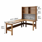 Solid Wood Corner Space-Saving Office Desk With Open Shelves