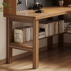 Solid Wood Corner Space-Saving Office Desk With Open Shelves