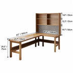 Solid Wood Corner Space-Saving Office Desk With Open Shelves