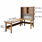 Solid Wood Corner Space-Saving Office Desk With Open Shelves