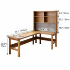 Solid Wood Corner Space-Saving Office Desk With Open Shelves
