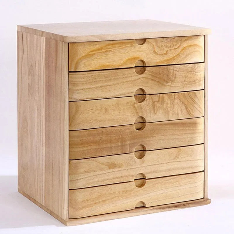 Solid Wood Desk Filing Cabinet Series with Mid-Century Storage