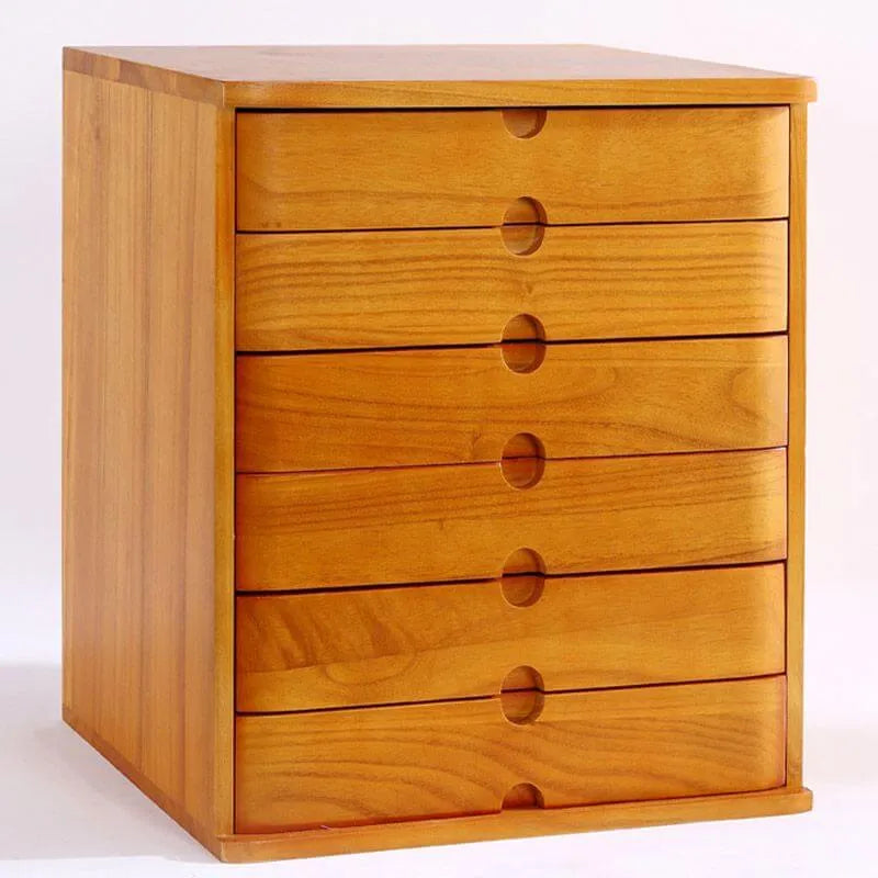 Solid Wood Desk Filing Cabinet Series with Mid-Century Storage