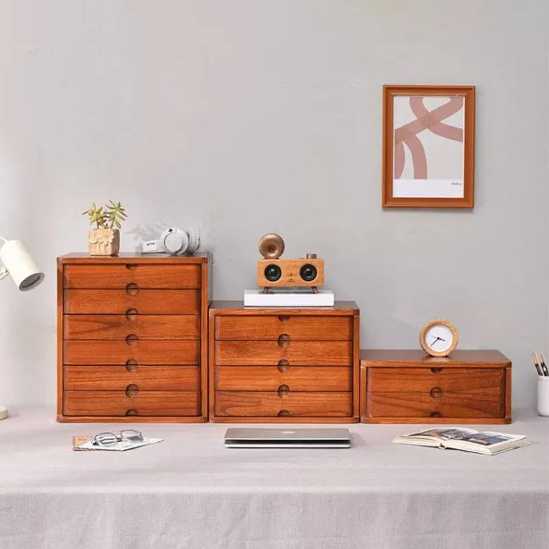 Solid Wood Desk Filing Cabinet Series with Mid-Century Storage
