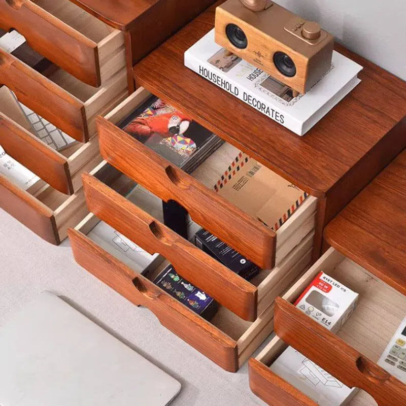 Solid Wood Desk Filing Cabinet Series with Mid-Century Storage