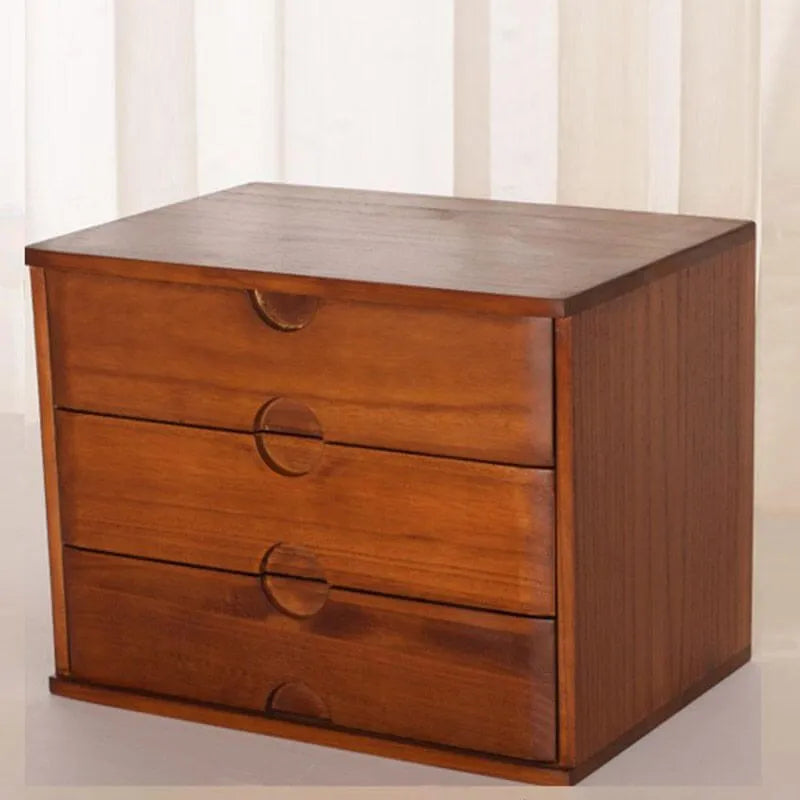 Solid Wood Desk Filing Cabinet Series with Mid-Century Storage
