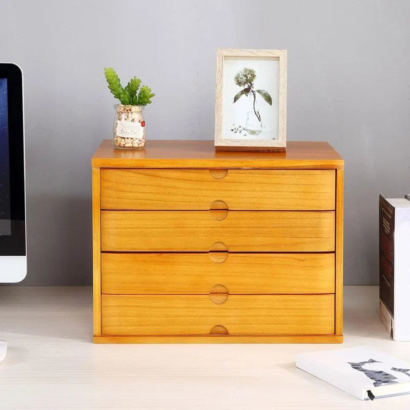 Solid Wood Desk Filing Cabinet Series with Mid-Century Storage