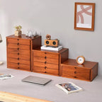 Solid Wood Desk Filing Cabinet Series with Mid-Century Storage
