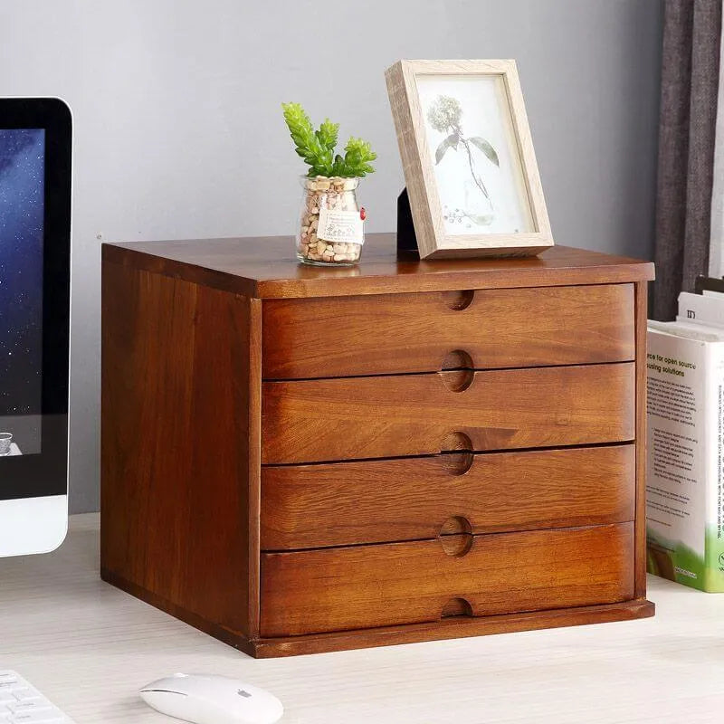 Solid Wood Desk Filing Cabinet Series with Mid-Century Storage