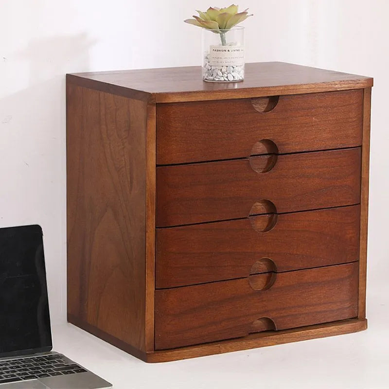 Solid Wood Desk Filing Cabinet Series with Mid-Century Storage
