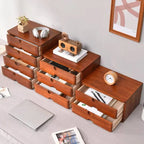 Solid Wood Desk Filing Cabinet Series with Mid-Century Storage