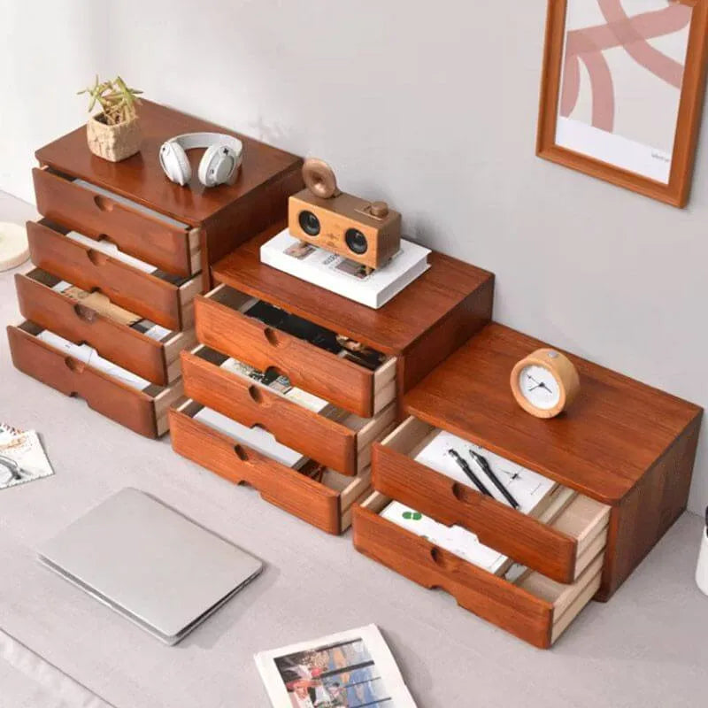 Solid Wood Desk Filing Cabinet Series with Mid-Century Storage