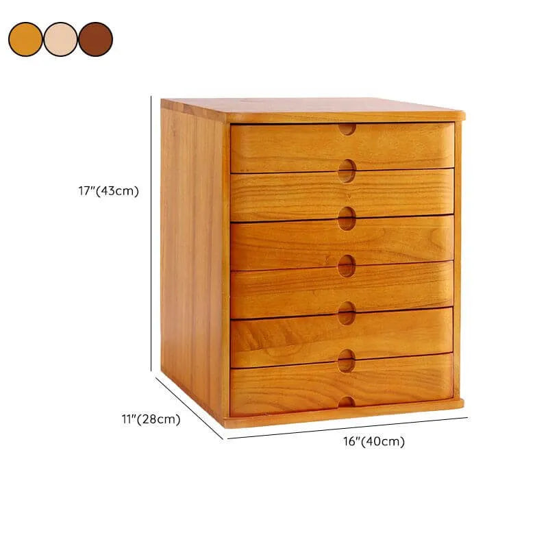 Solid Wood Desk Filing Cabinet Series with Mid-Century Storage Dimensions