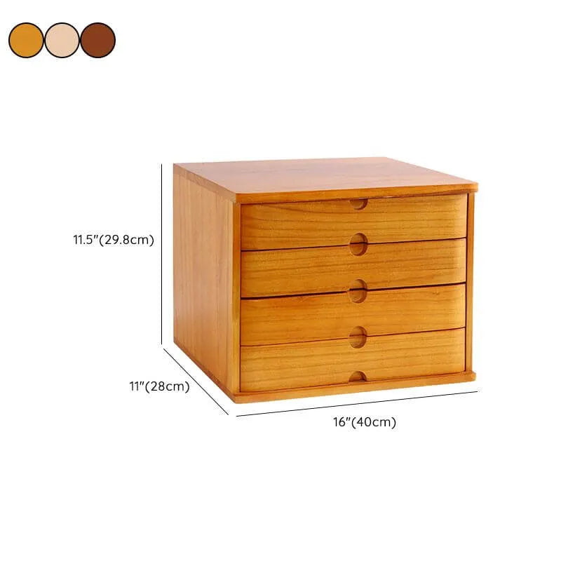 Solid Wood Desk Filing Cabinet Series with Mid-Century Storage Dimensions
