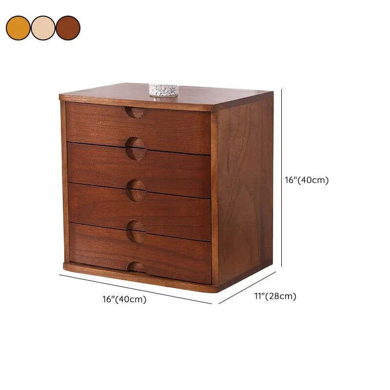 Solid Wood Desk Filing Cabinet Series with Mid-Century Storage Dimensions