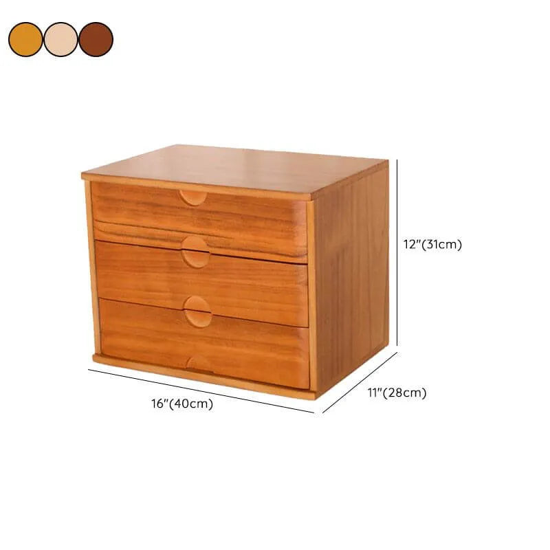 Solid Wood Desk Filing Cabinet Series with Mid-Century Storage Dimensions