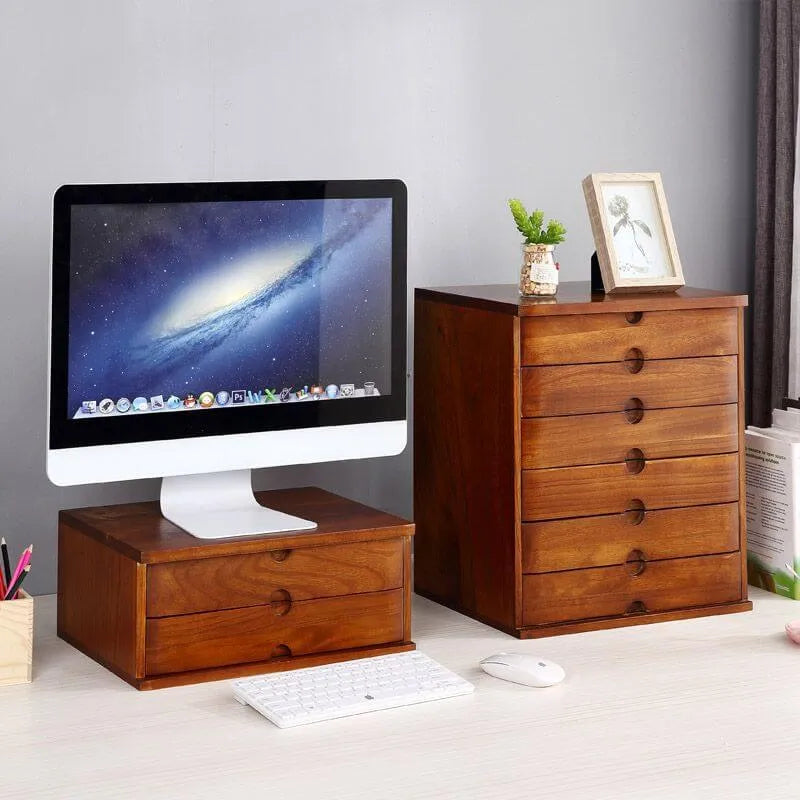 Solid Wood Desk Filing Cabinet Series with Mid-Century Storage Main Product Image