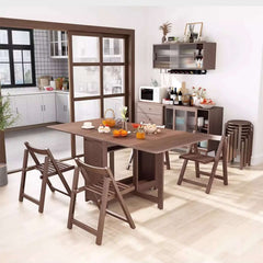 Solid Wood Dining Set - Walnut, 55in Table + 4 Chairs